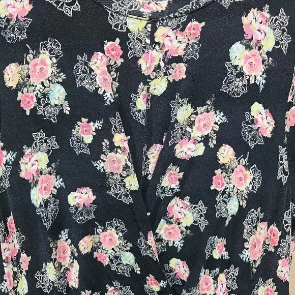 Torrid Black with Pink Floral Super Soft Knit Dress Size 1X (14) - Picture 4 of 8